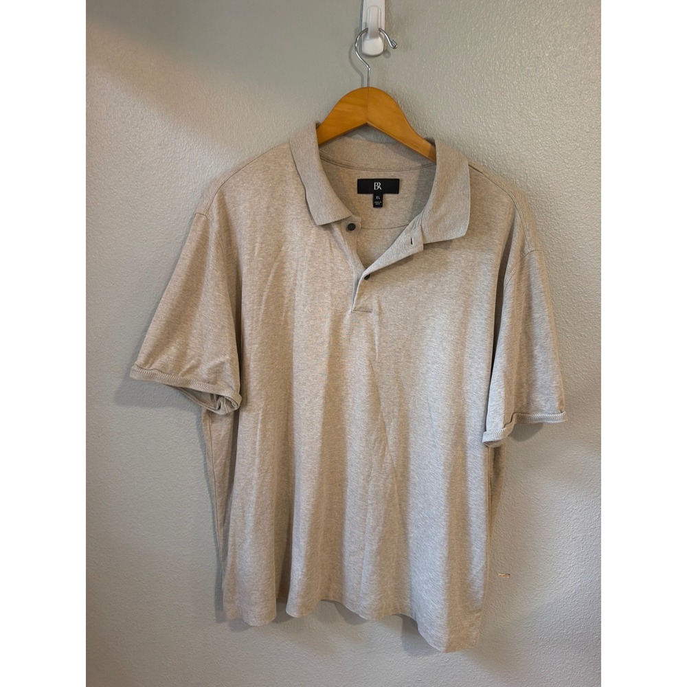 Banana Republic Polo Shirt Mens XL Oatmeal Beige Cotton Short Sleeve Heathered